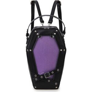 Gothic Coffin Shape Purse Handbag for Women Halloween Shoulder Bag Black C